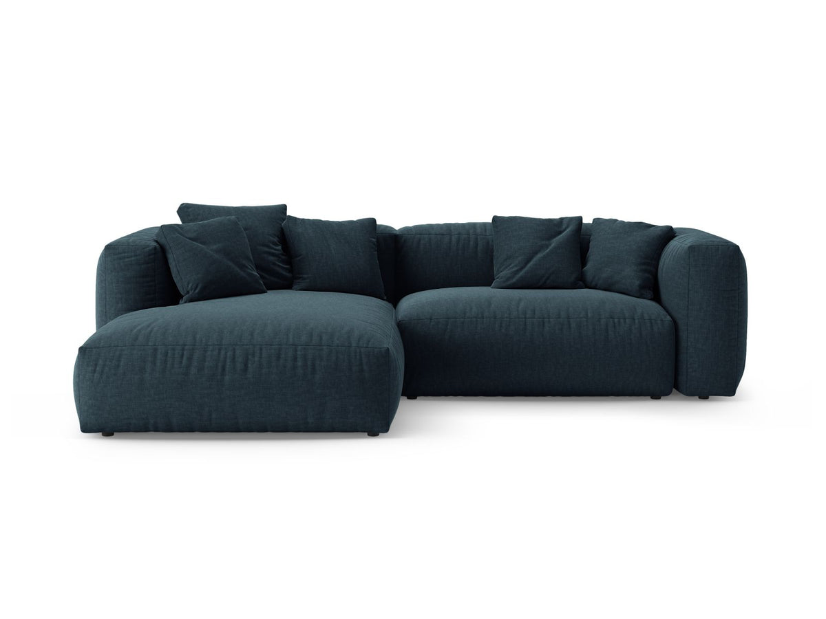 Martina — Corner Sofa Blue Jeans (Boston Ocean) Black Plastic Left