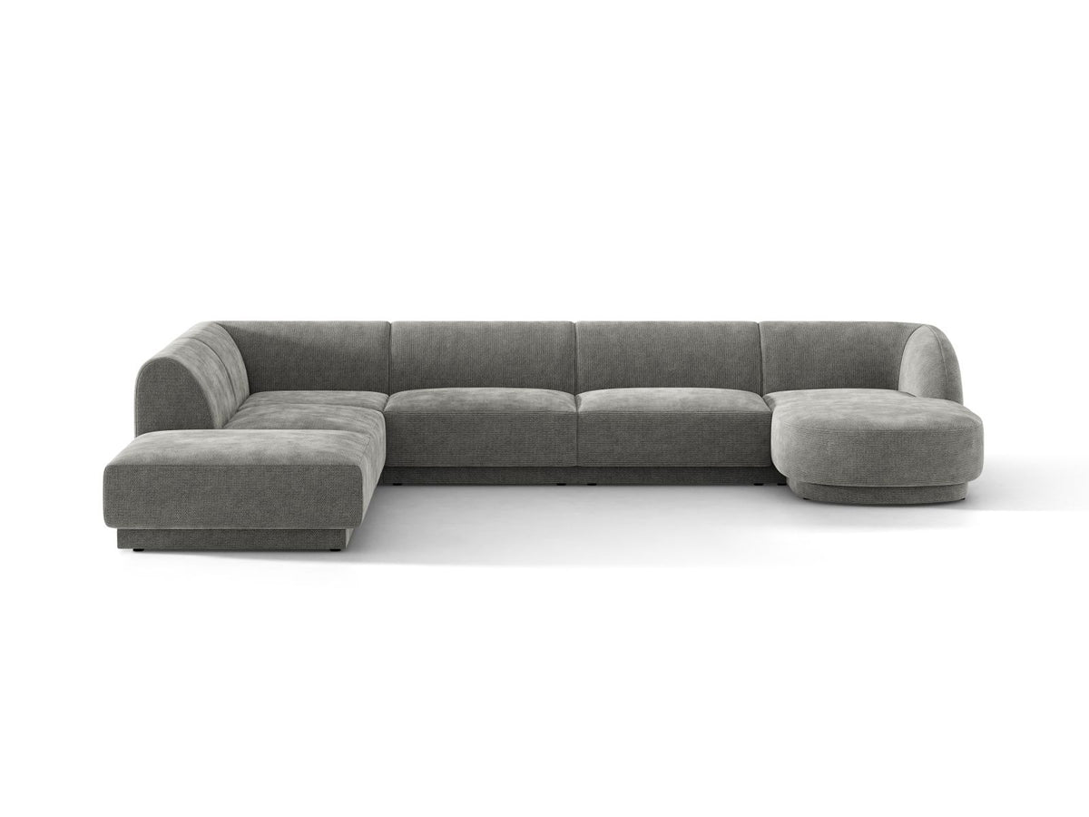 Miley — Panoramic Sofa Light Grey (Eden 18 Grey) Black Plastic Left