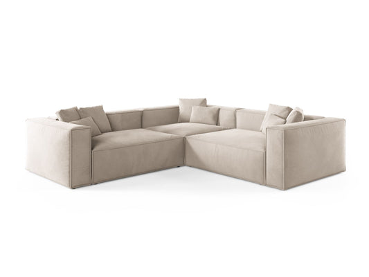 Aveiro — Corner Sofa Light Beige (Casino Pearl) Black Plastic
