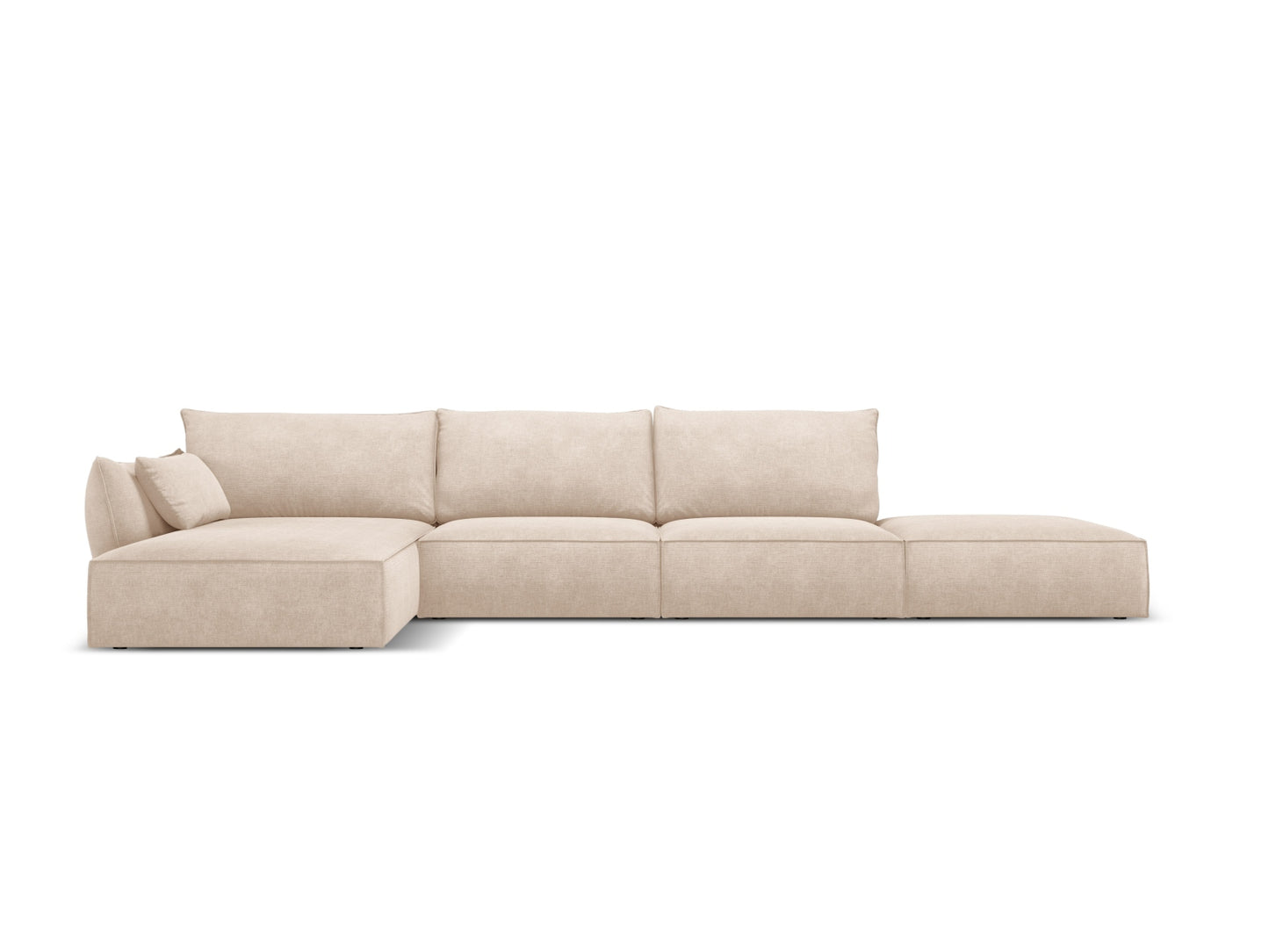 Kaelle — Corner Sofa Beige (Over The Horizon 08) Black Plastic Left