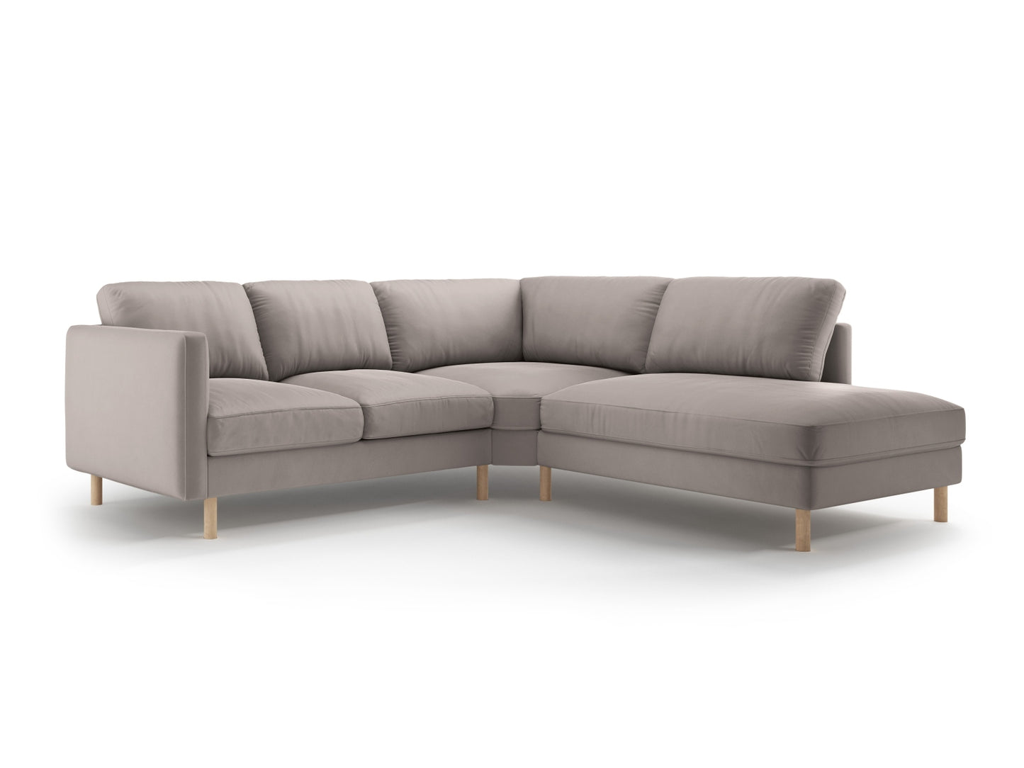 Eden — Corner Sofa Warm grey (Paris Khaki) Natural Oak Wood Right