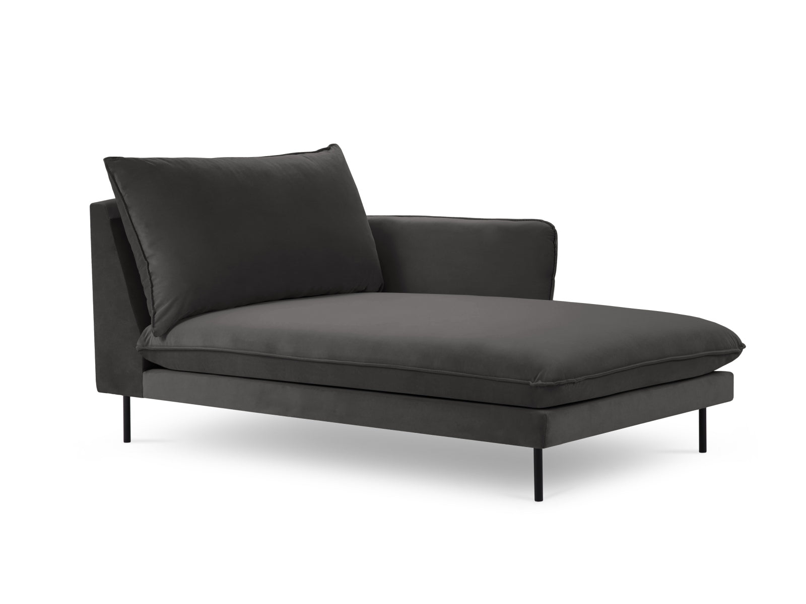 Vienna — Chaise Longue tumesinine (Bluvel 18) must metall parem