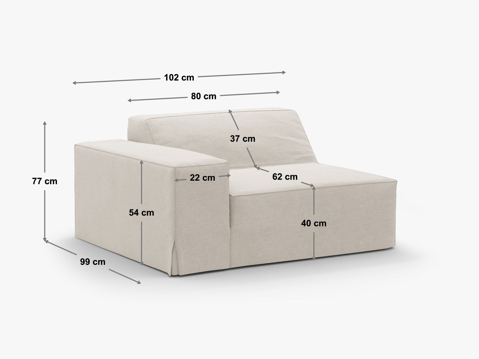 Jodie — modulinė sofa (102,0 x 99,0 x 77,0 cm)