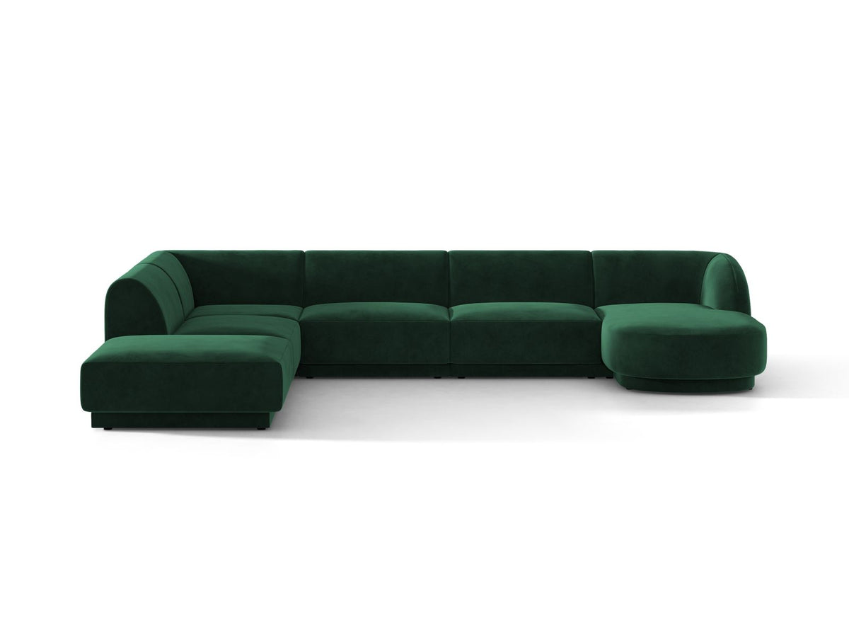 Miley — Panoramic Sofa Bottle Green (Bluvel 78) Black Plastic Left