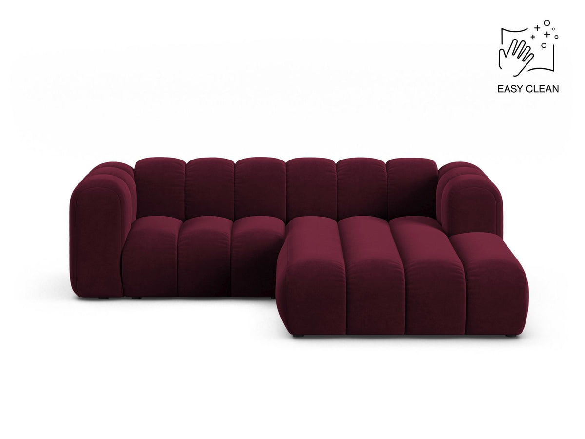 Lupine — Corner Sofa Burgundy (Venus 2932) Black Plastic Right