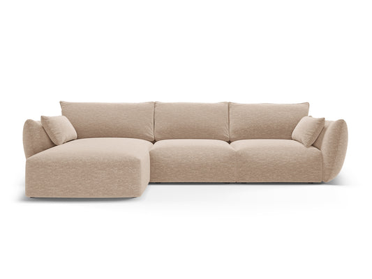 Matera — Corner Sofa Beige (Haga 30) Black Plastic Left