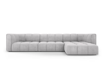 Moritz — Corner Sofa Light Grey (Rebel 5) Black Plastic Left