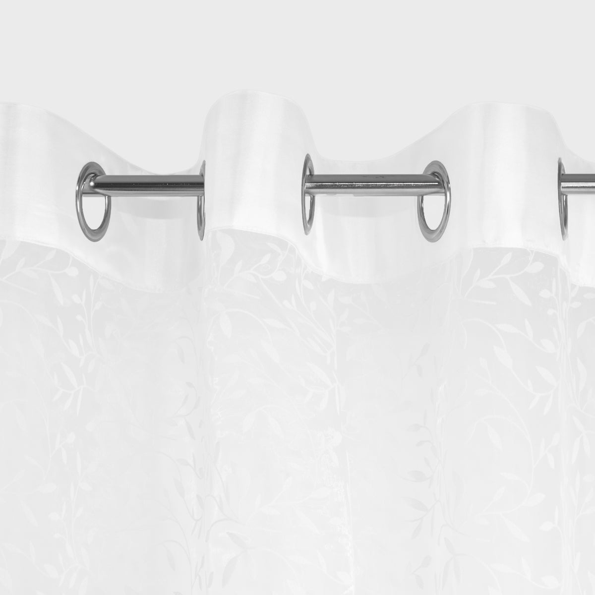 B2 Essentials White Voile Curtain with Flock and Rings 140x250 cm