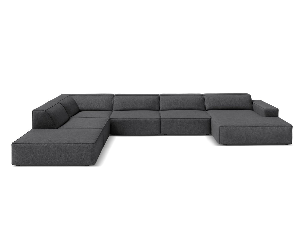 Jodie — Panoramic Sofa Dark Grey (Baloo 2083) Black Plastic Left
