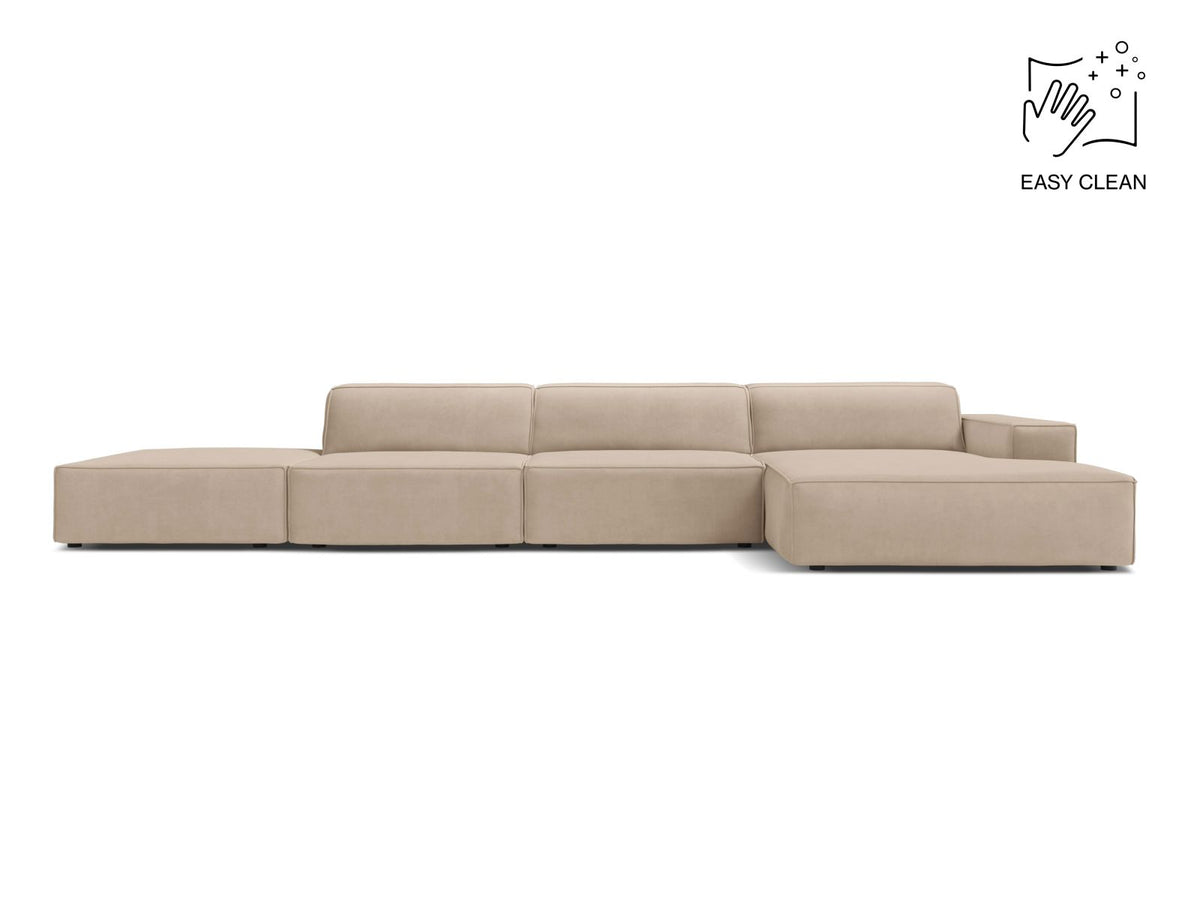 Jodie — Corner Sofa Beige (Venus 2928) Black Plastic Right