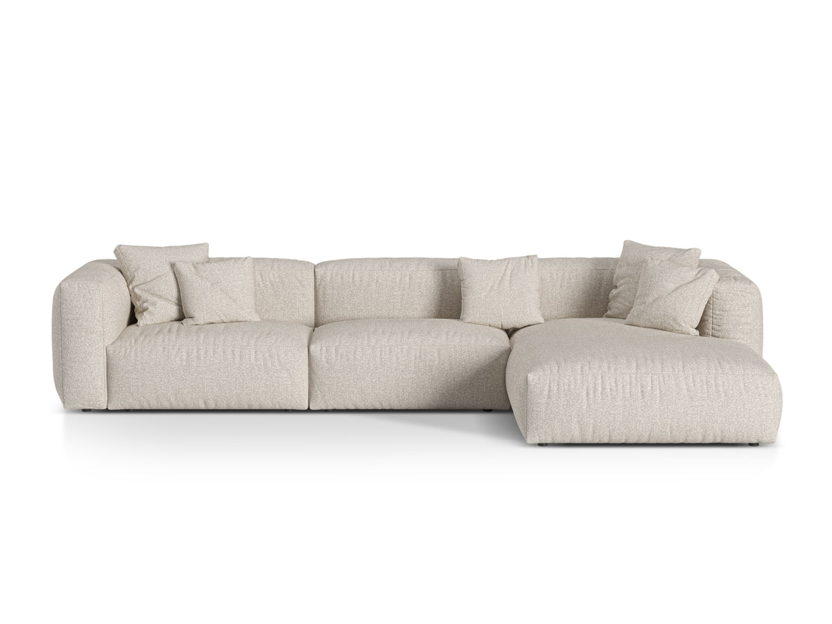 Martina — Corner Sofa Beige (Monet Sand) Black Plastic Right