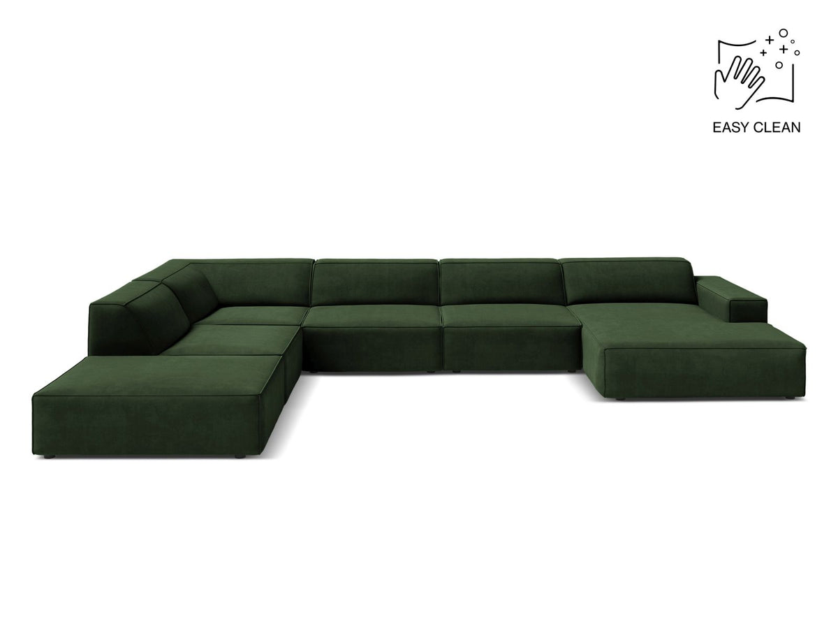 Jodie — Panoramic Sofa Bottle Green (Venus 2940) Black Plastic Left
