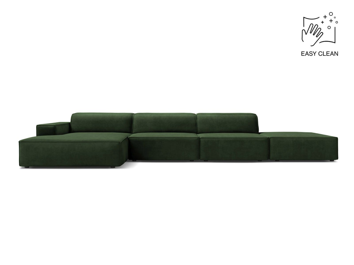 Jodie — Corner Sofa Bottle Green (Venus 2940) Black Plastic Left