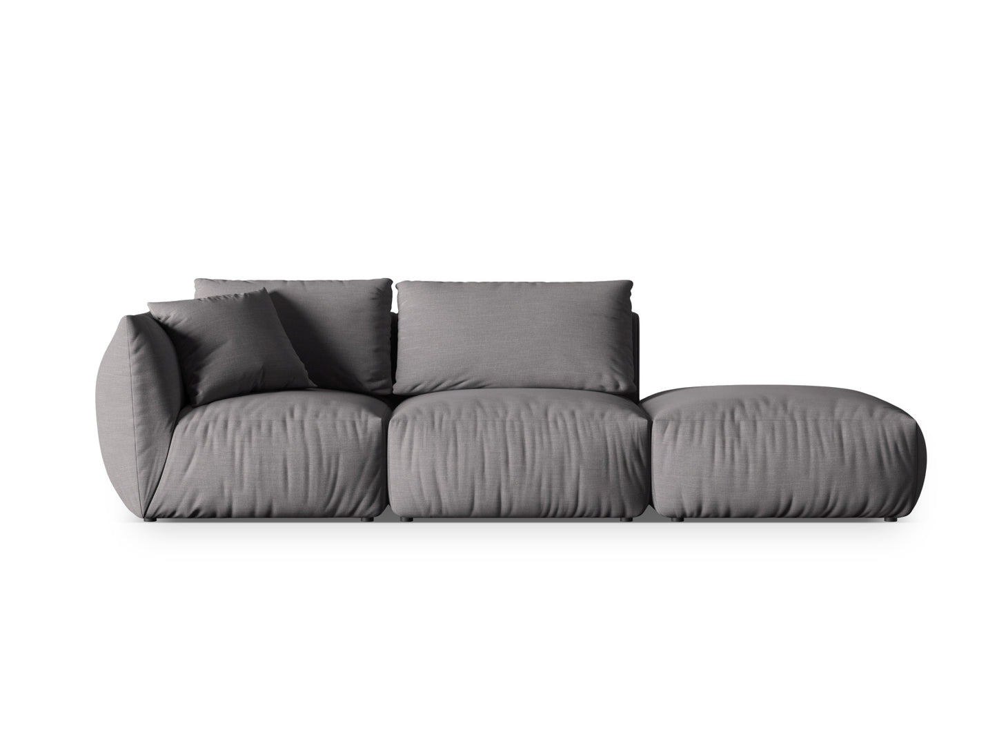 Chris — Sofa Sand (LINS 32) Black Plastic Right