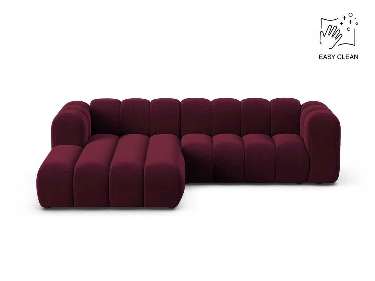 Lupine — Corner Sofa Burgundy (Venus 2932) Black Plastic Left