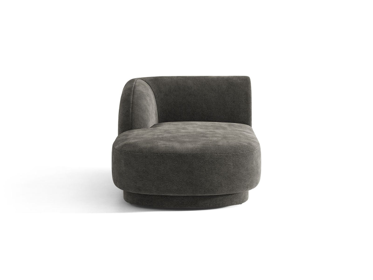 Miley — Chaise Longue Dark Grey (Eden 20 Graphite) Black Plastic Left