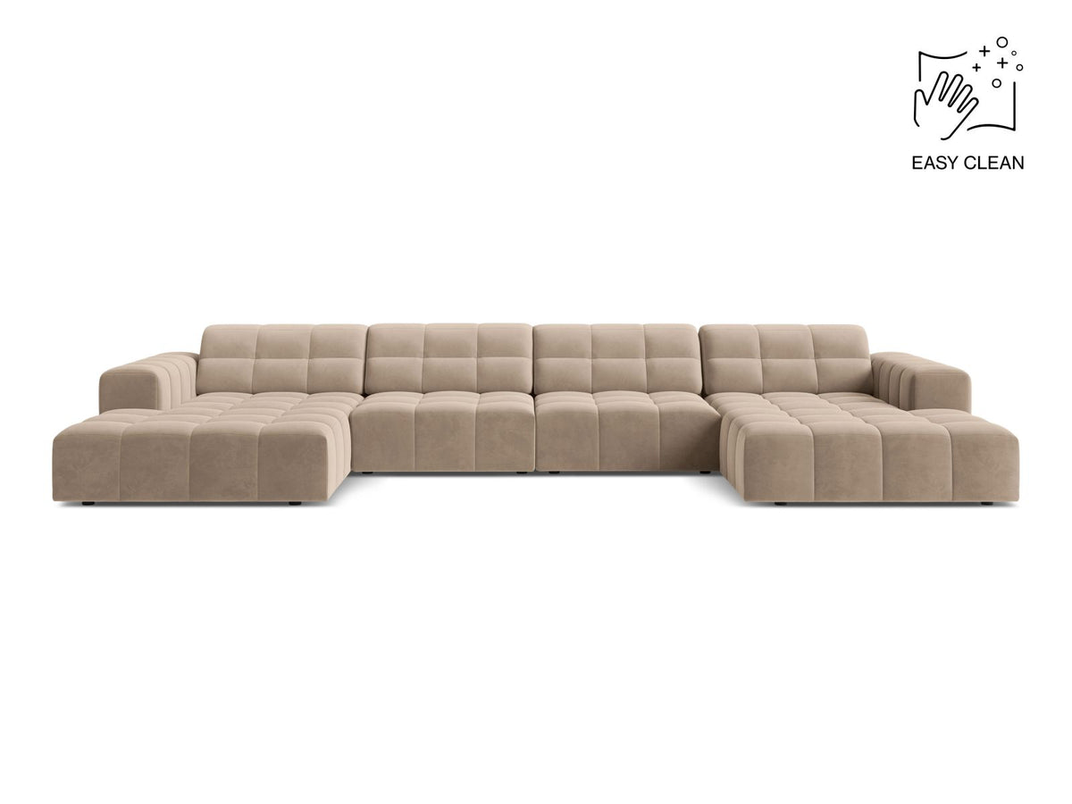 Jennifer — Panoramic Sofa Beige (Venus 2928) Black Plastic