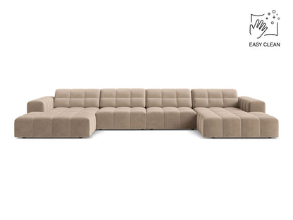 Jennifer — Panoramic Sofa Beige (Venus 2928) Black Plastic