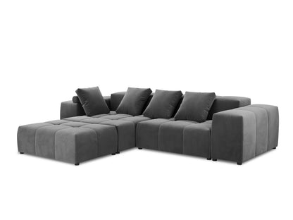 Rome — Corner Sofa Grey (Salvador 17) Black Plastic Left
