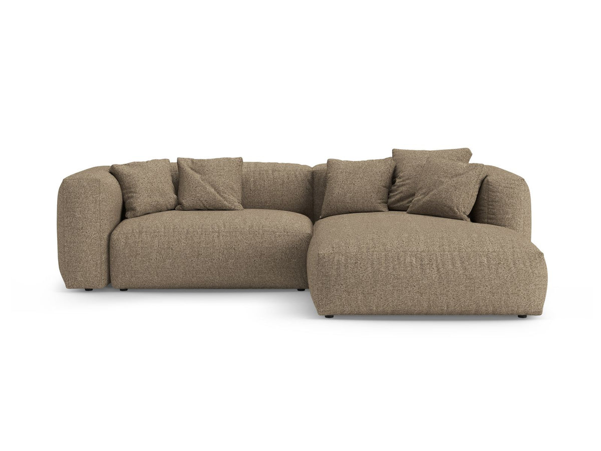 Martina — Corner Sofa Cappuccino (Monet Cappucino) Black Plastic Right