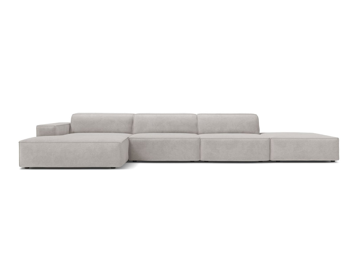 Jodie — Corner Sofa Light Grey (Liberty 18) Black Plastic Left