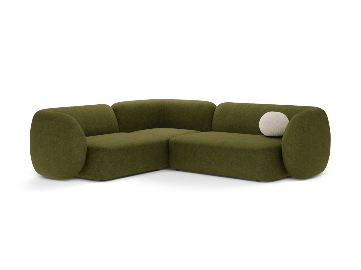 Kate — Corner Sofa Dark Olive Green (Baloo 2090) Black Plastic