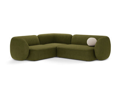 Kate — Corner Sofa Dark Olive Green (Baloo 2090) Black Plastic