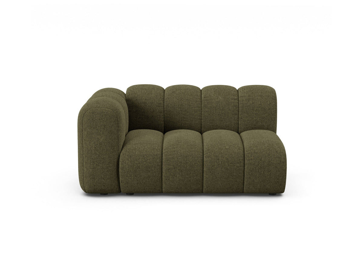 Lupine — Modular Sofa Green (Eden 12 Olive) Black Plastic Left