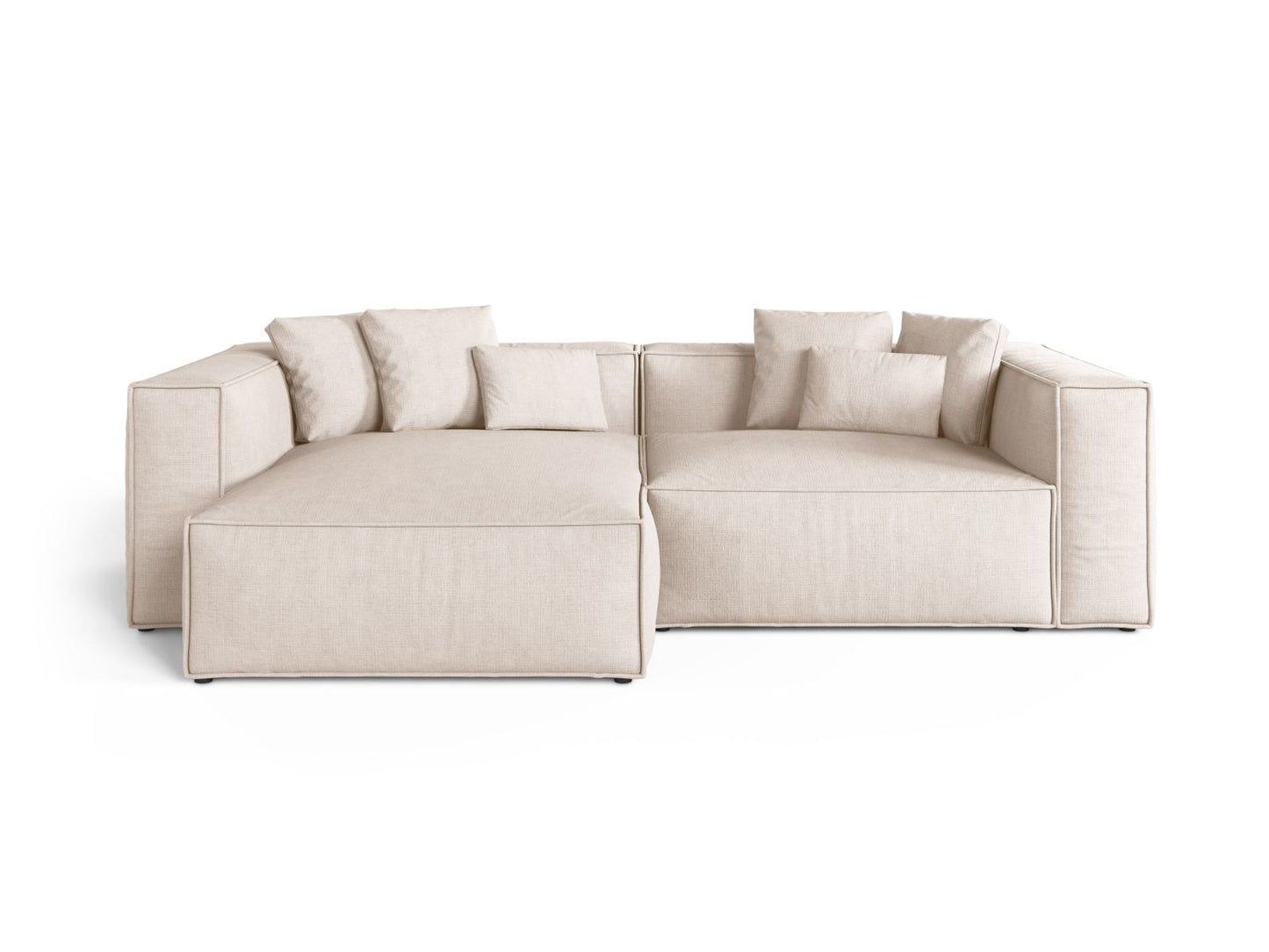 Aveiro — Corner Sofa Beige (Liberty 2) Black Plastic Left