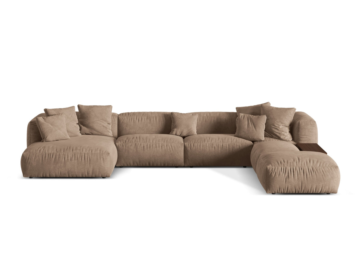 Martina — Panoramic Sofa Dark Beige (Vogue 3) Black Plastic Right
