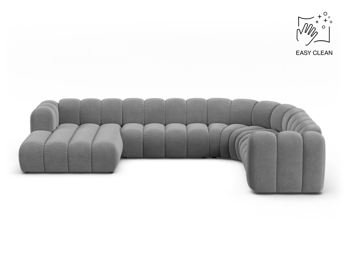 Lupine — Panoramic Sofa Light Grey (Venus 2929) Black Plastic Right