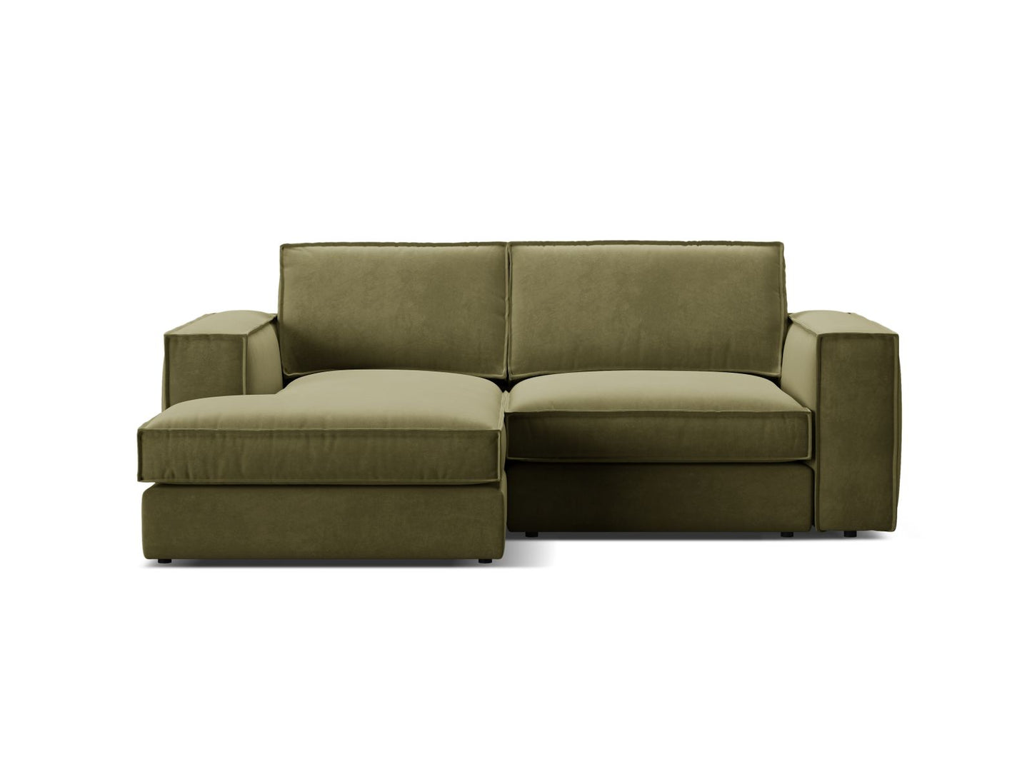 Pola — Corner Sofa Green (Salvador 8) Black Plastic Left