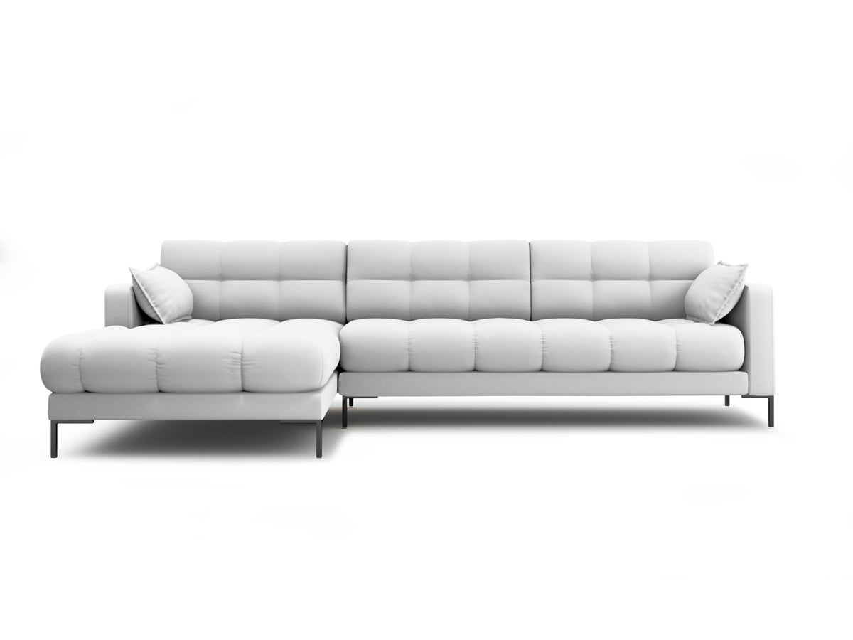 Mamaia — Corner Sofa Light Grey (Neve 80) Black Metal Left