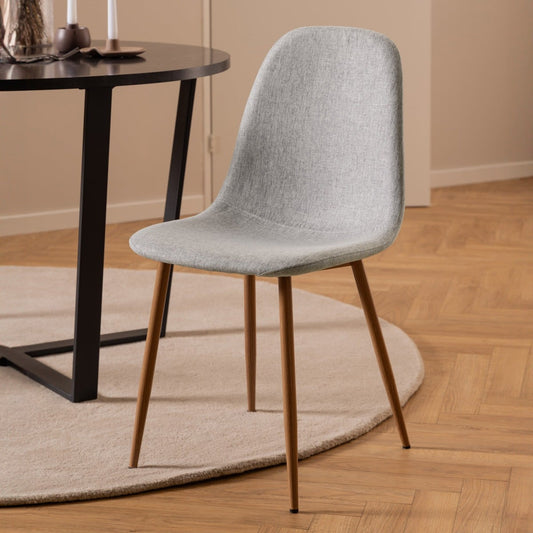 SVEA Fabric Grey Chair with Metal Frame and Polyester Padding