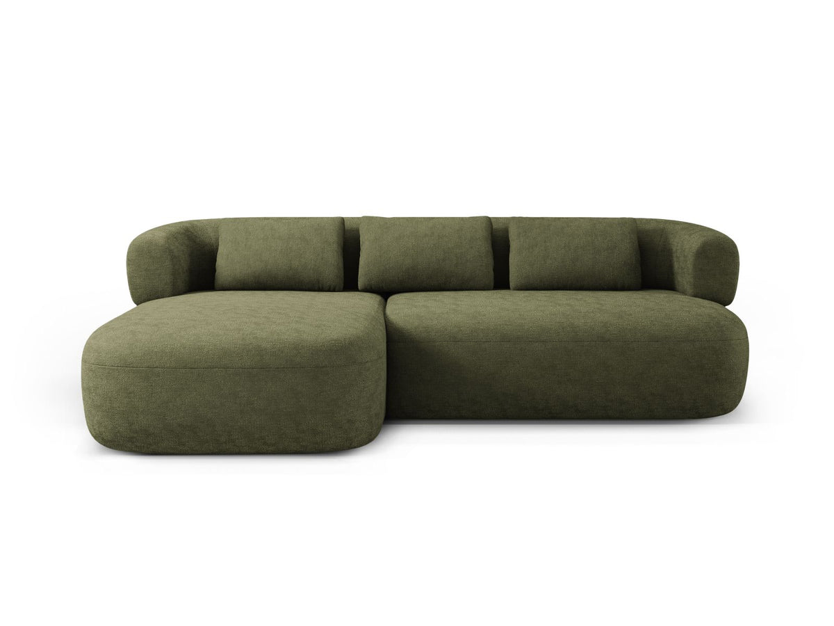 Jenny — Corner Sofa Green (Perfect Harmony 39) Black Plastic Left