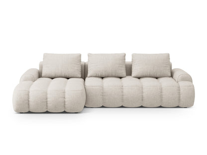 Linz — Corner Sofa Beige (Sorella 03) Black Plastic Left