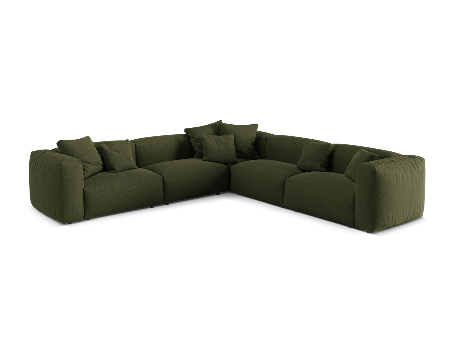 Martina — Corner Sofa Green (Boston Forest) Black Plastic