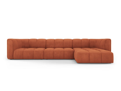 Moritz — Corner Sofa Orange (Rebel 20) Black Plastic Left