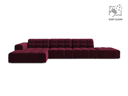 Jennifer — Corner Sofa Burgundy (Venus 2932) Black Plastic Left