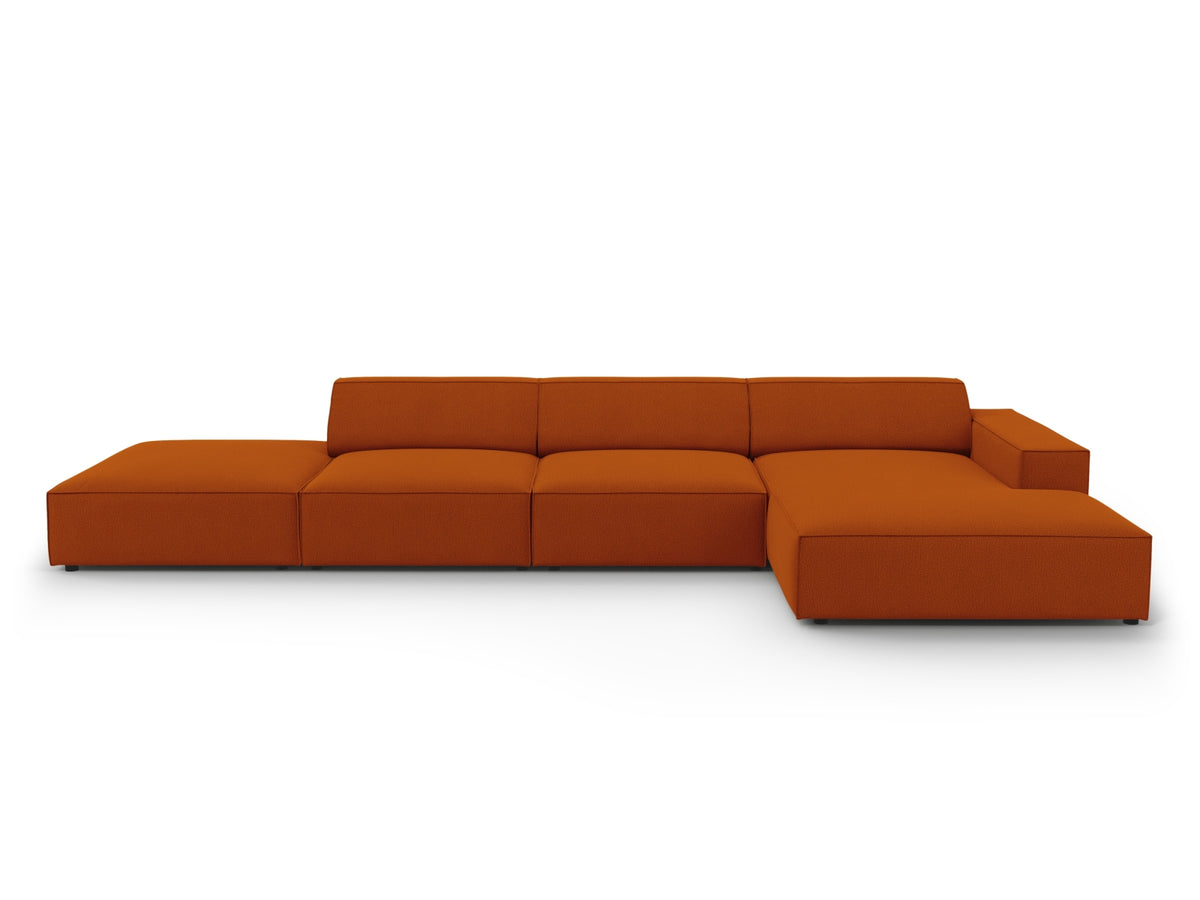Jodie — Corner Sofa Terracotta (Megan 357) Black Plastic Right