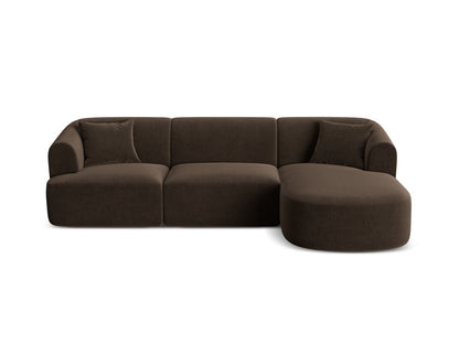 Campi — Corner Sofa Chocolate (Vogue 6) Black Plastic Left