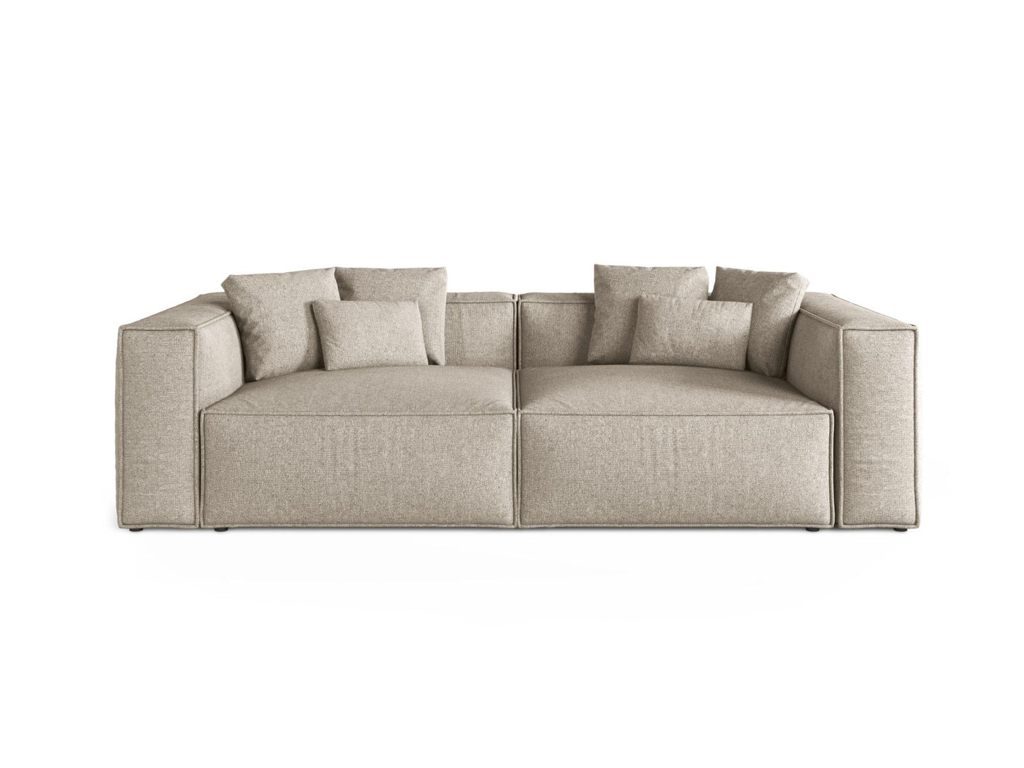 Aveiro — Sofa Dark Beige (Eden 4 Beige) Black Plastic