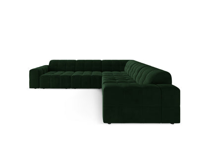 Chicago — Corner Sofa Bottle Green (Bluvel 78) Black Plastic