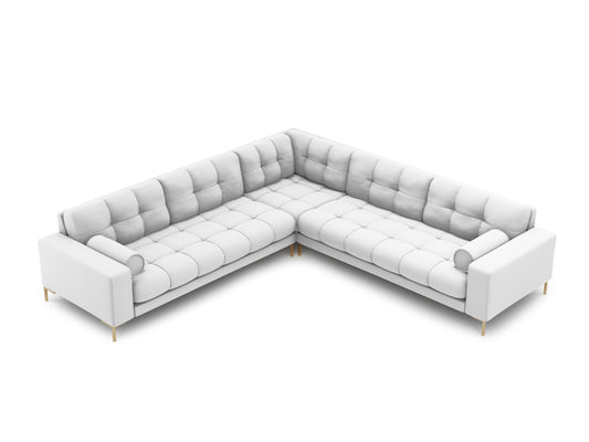 Bali — Corner Sofa Light Grey (Neve 80) Gold Metal