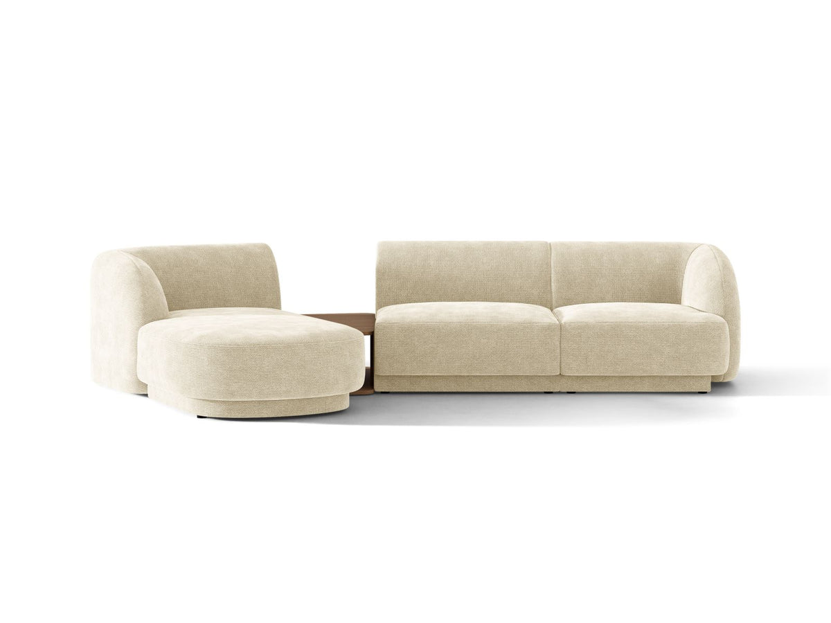 Miley — Sofa Light Beige (Haga 23) Black Plastic Left