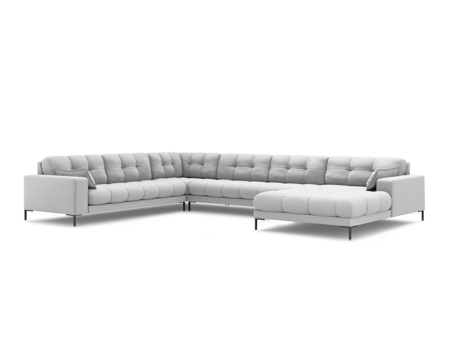 Mamaia — Panoramic Sofa Light Grey (Neve 80) Black Metal Left
