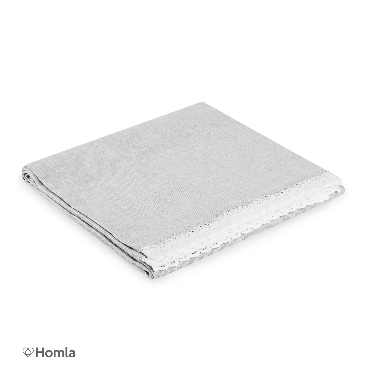 ASEN Grey Tablecloth with Lace Trim 130x180 cm