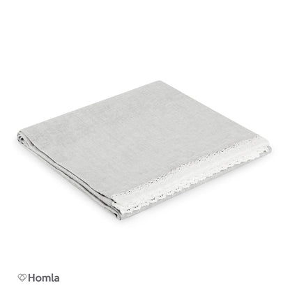 ASEN Grey Tablecloth with Lace Trim 130x180 cm