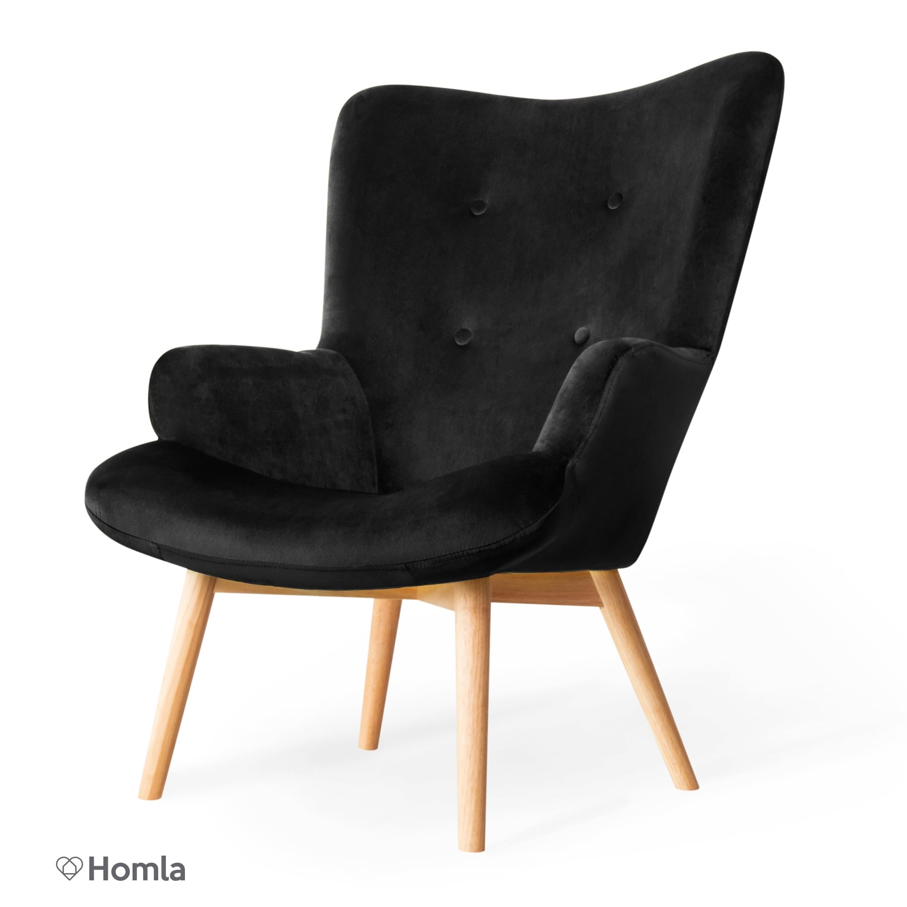 Armchair MOSS Black Velour 70x95 cm