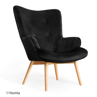 Armchair MOSS Black Velour 70x95 cm